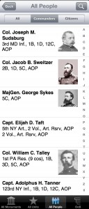 The list of people can be searched and it can be filtered to include only commanders, citizens, or all people.