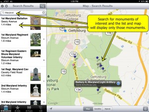 Filter the map to see a subset of the monuments that match your research interest.  (This map is filtered to show only Maryland monuments).