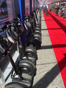 Our Segways lined up on the red carpet.